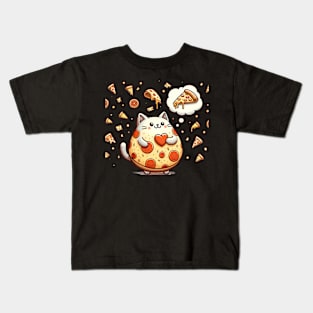 Funny Fat with Pizza, Funny Pizza lover Kids T-Shirt